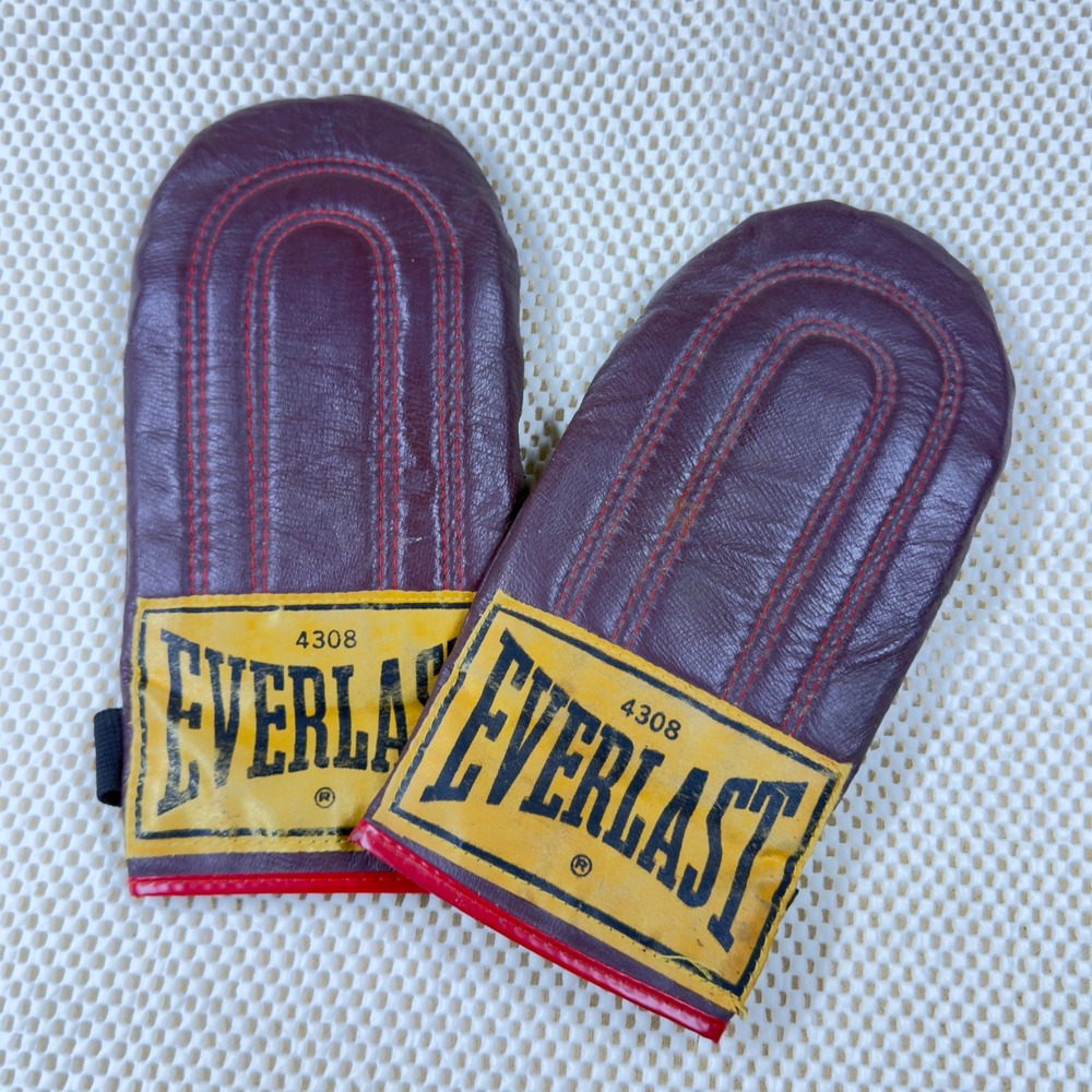 Vintage Everlast 4308 Boxing Punch Mitts Burgundy Leather Speed Training Gloves